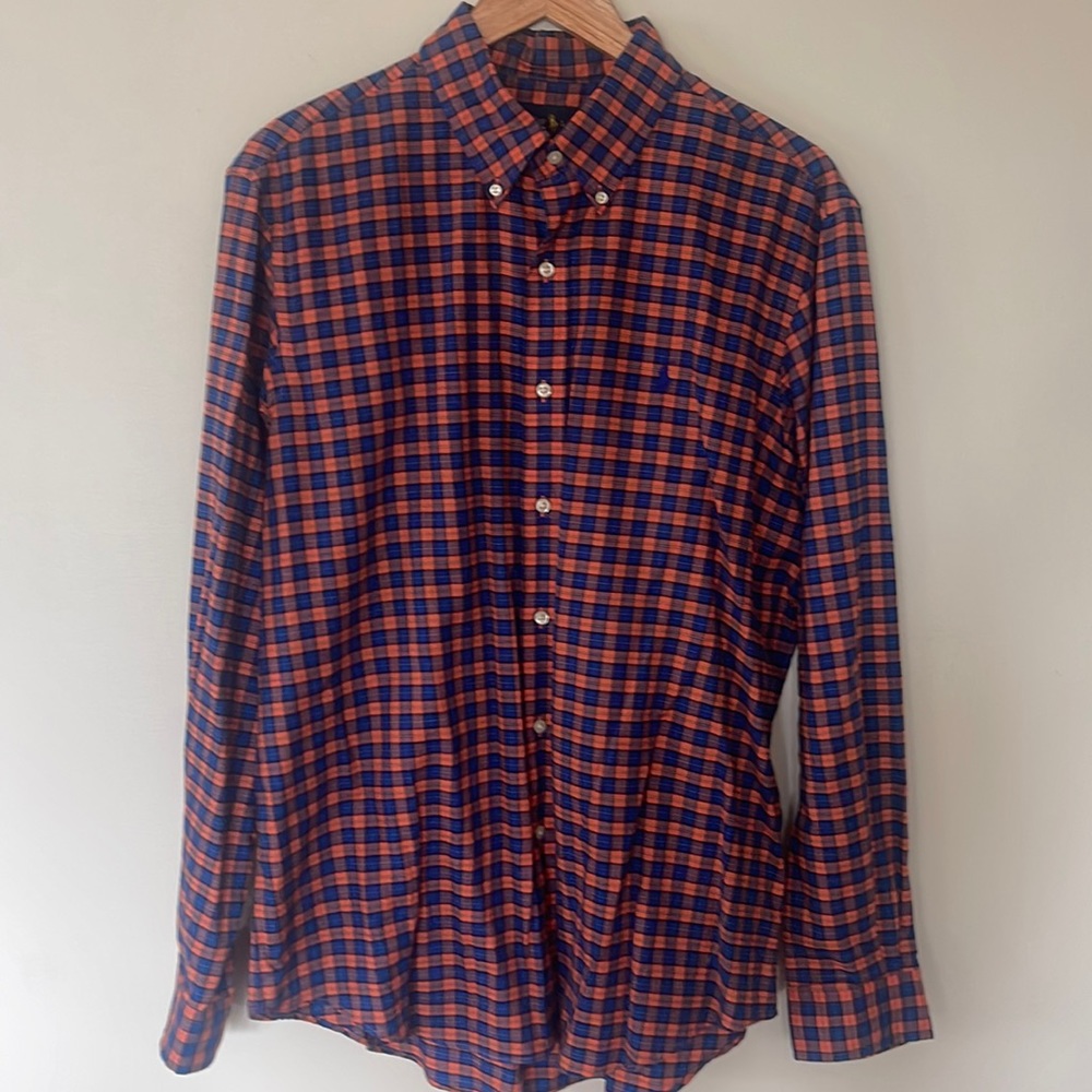 Ralph Lauren Shirt Button Down Plaid Sz Large PERFECT